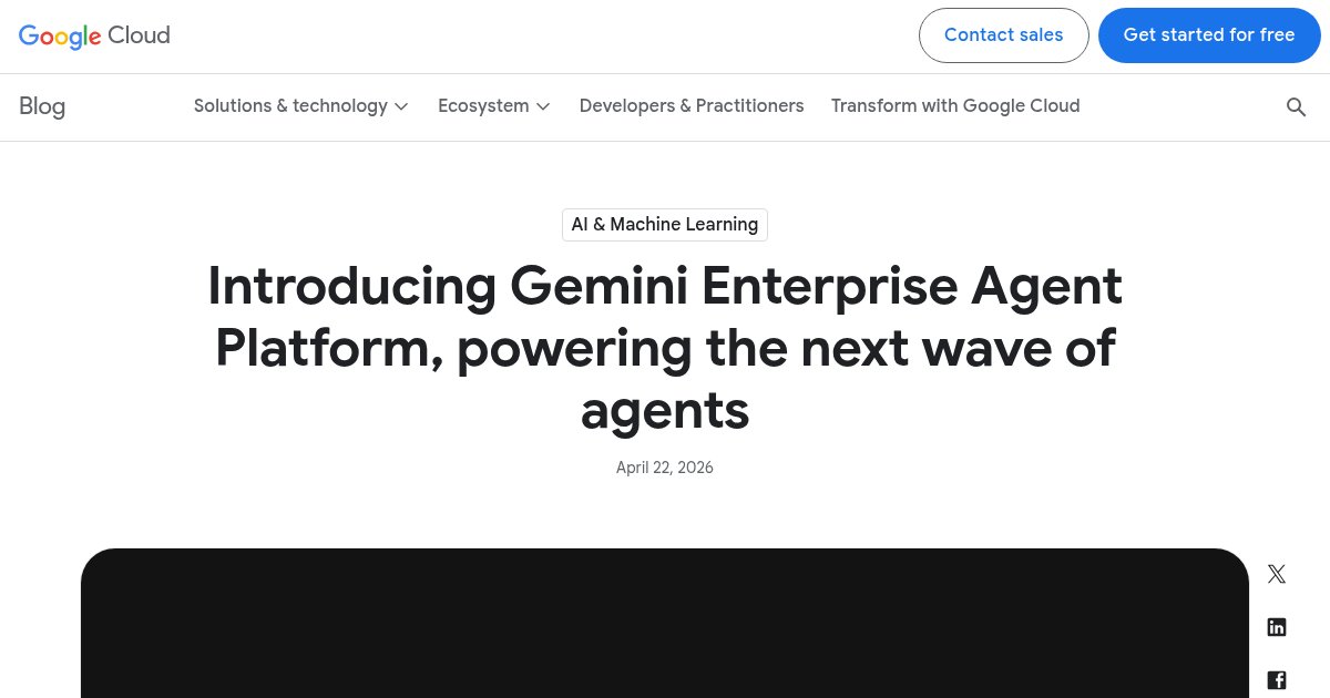 Capture d'écran de Gemini Enterprise Agent Platform
