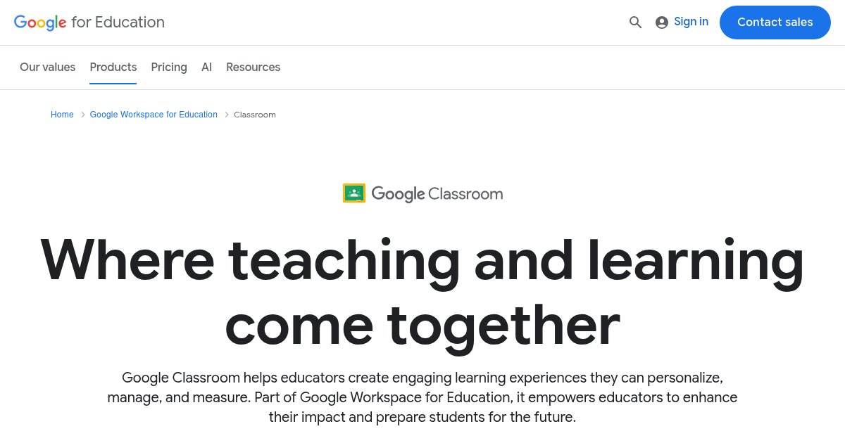 Capture d'écran de Google Classroom