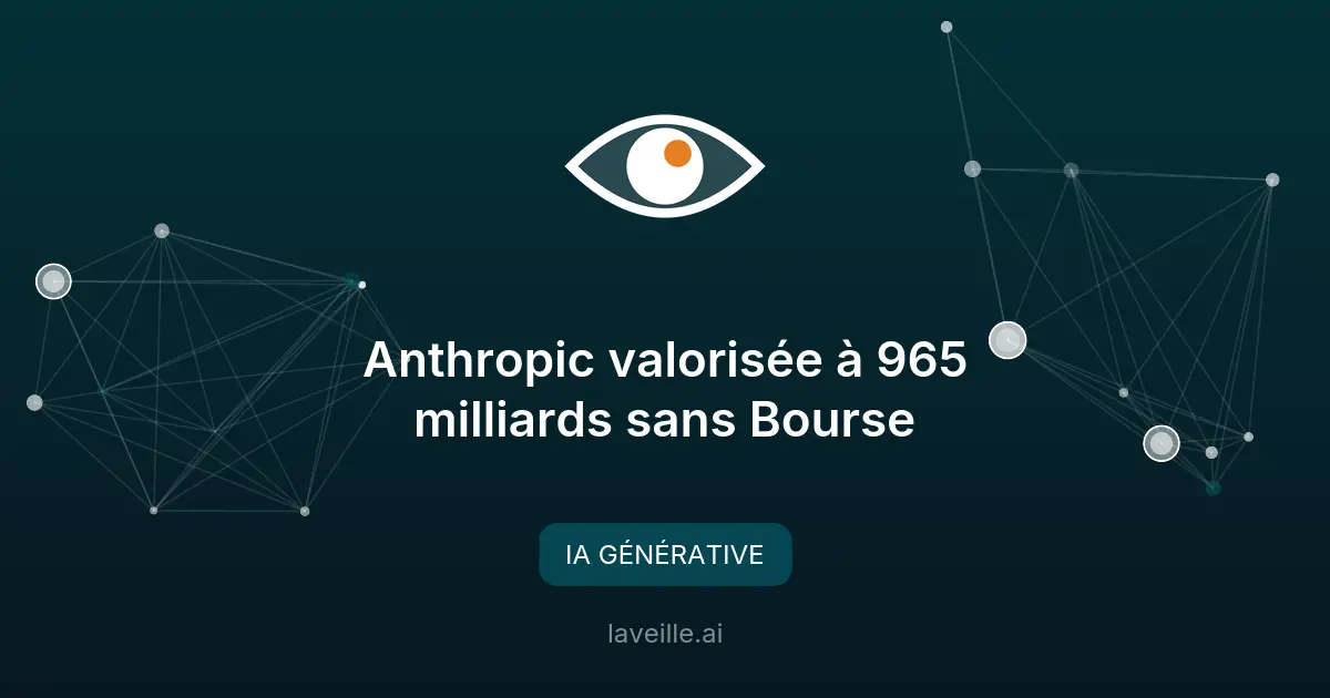 Anthropic valorisée à 965 milliards sans Bourse